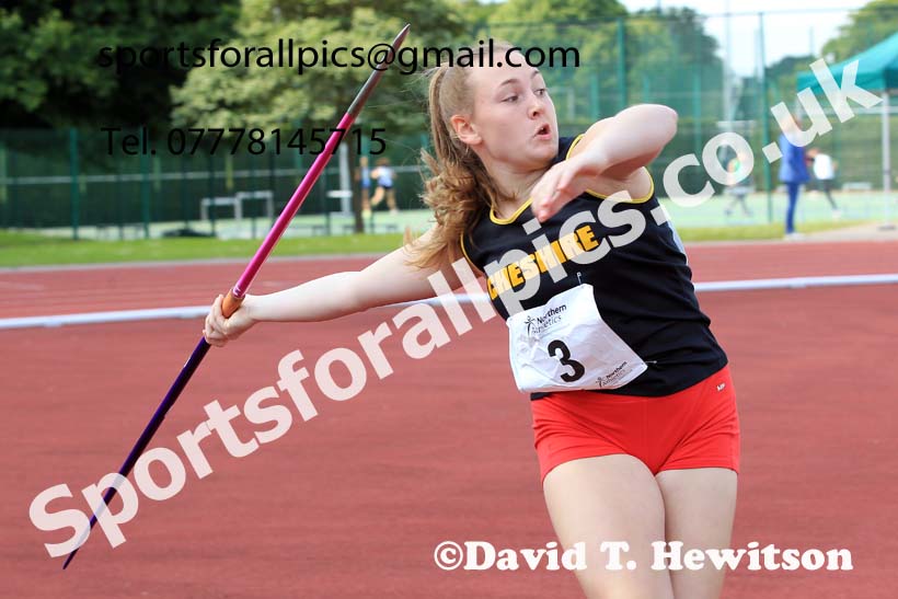 Girls Under-15s Javelin, 2022 Northern Inter Counties U17s and U15s Track and Field, York, Thursday, June 2nd. Photo: David T. Hewitson/Sports for All Pics